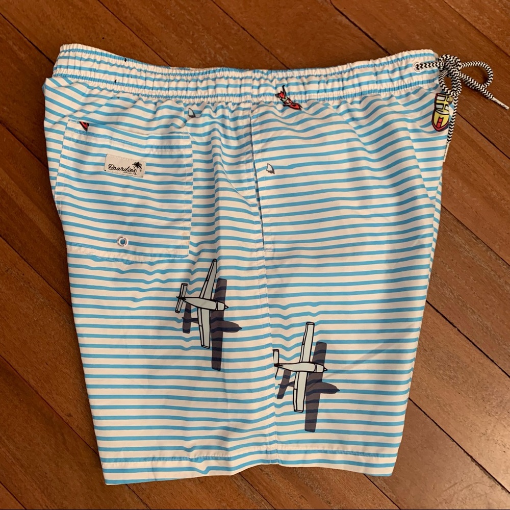 Boardies Blue and White Stripe Swim Trunks